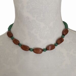 Green and Brown Beaded Necklace